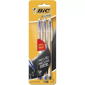 Caneta bic esferografica cristal fina c/3 un 0.8mm 2 azul 1 preta