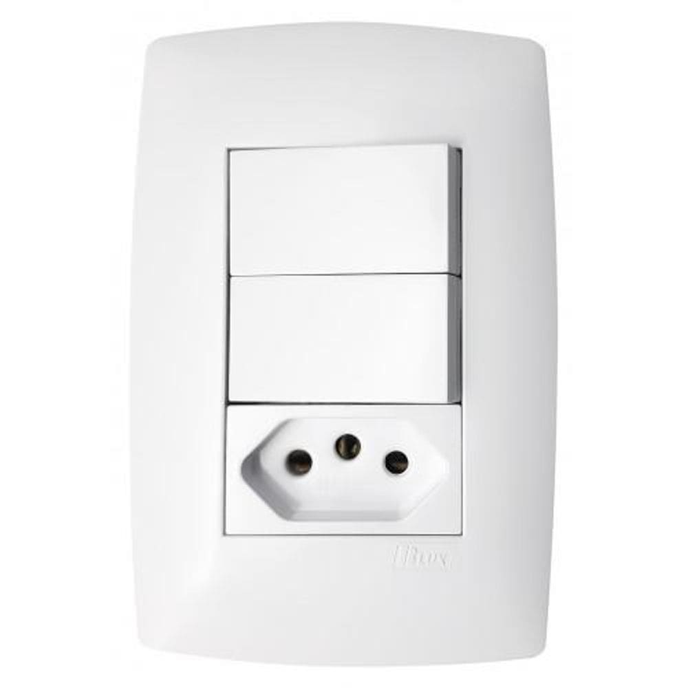 Conjunto duplo  + tomada 20a 4x2 - blux home branco
