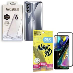 Capa space collection moto g82 + película nano 9d armyshield