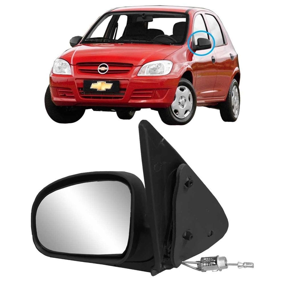 Retrovisor esquerdo gm celta 2001 a 2006 preto base
