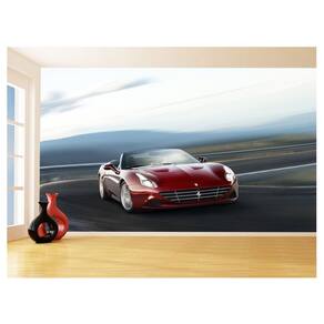 Papel De Parede 3D Carro Ferrari Vermelha Pista 3,5M Car120