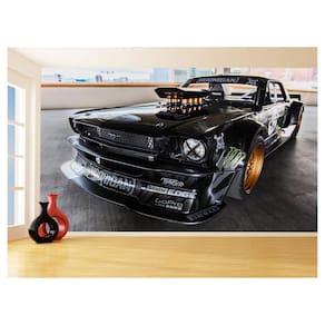 Papel De Parede 3D Carro Antigo Ford Mustang Hot 3,5M Cxr46