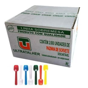 2.000 pazinha colher p/sorvete colorido 7,5cm ultra 1cx