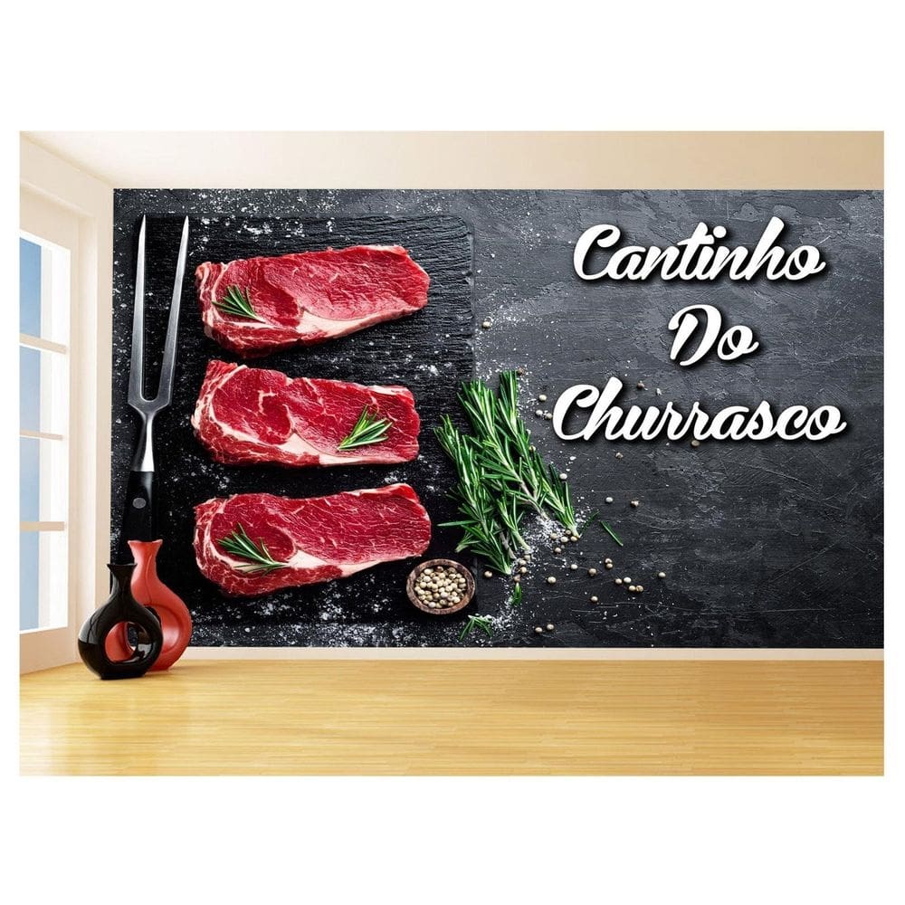 Papel De Parede 3D Alimentos Carne Churrasco 3,5M Al272