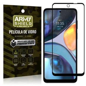 Película de vidro moto g22 cobre a tela toda armyshield