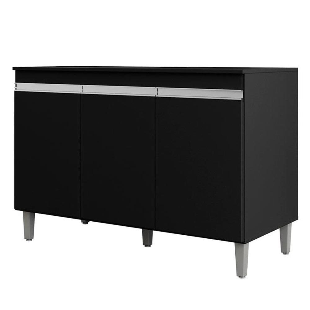Balcão de Pia Manu com Tampo 120 cm Preto Fosco - AJL