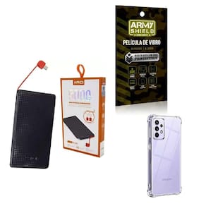 Kit power bank 5000mah + capinha samsug a52s5g + película 3d