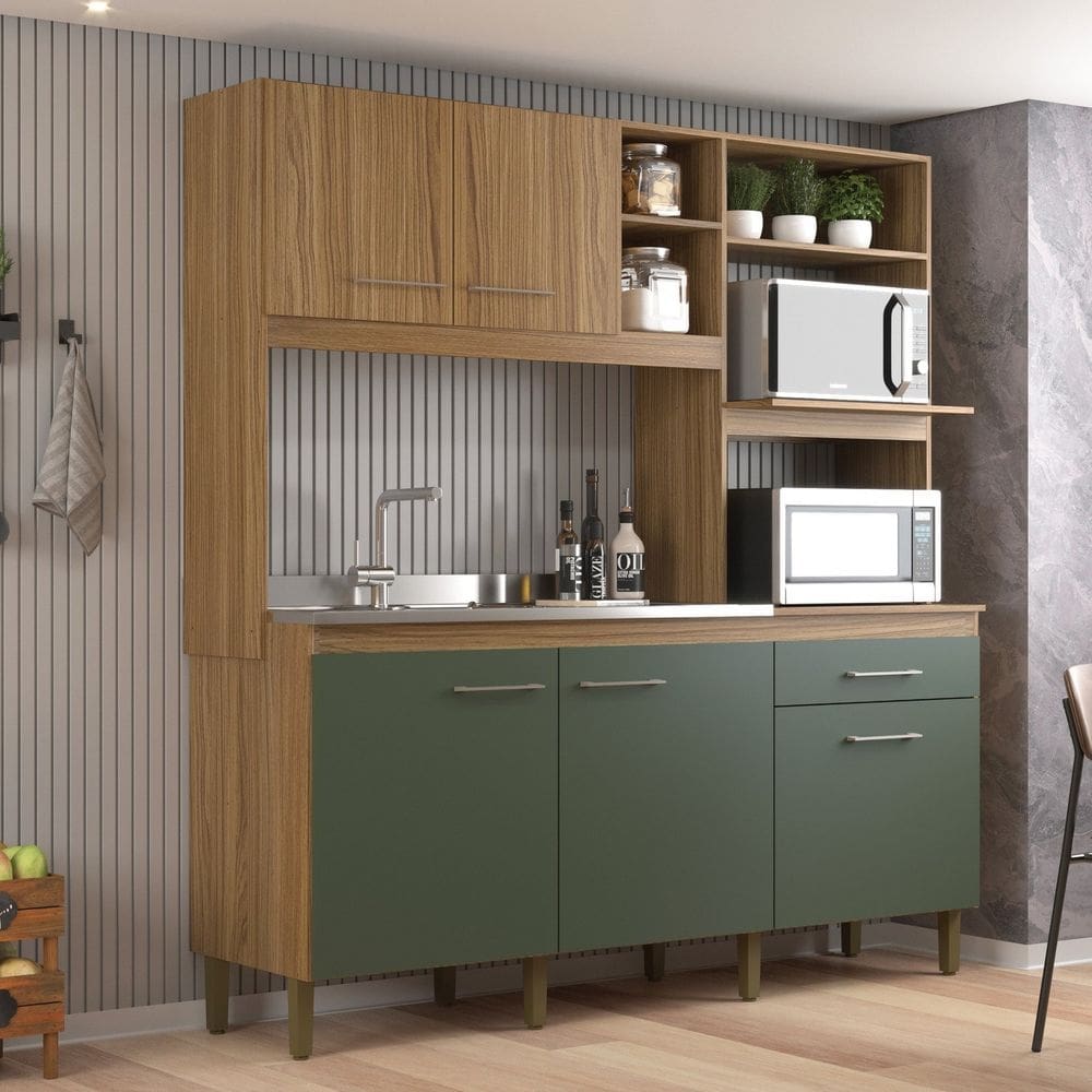 Cozinha Compacta 5 Portas e 1 Gaveta Ipê/Arbo