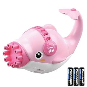 Kit 1 Golfinho Bolha Sabão Criança Infantil+ 3 Pilha Rosa 7