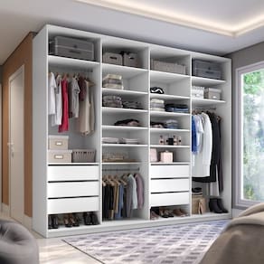 Closet Casal em Bp 4 Vaos sem Portas 6 Gavetas Sion Branco