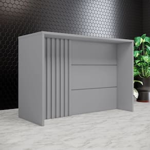 Bancada Ilha Ripado Gourmet Design Contemporâneo Cinza