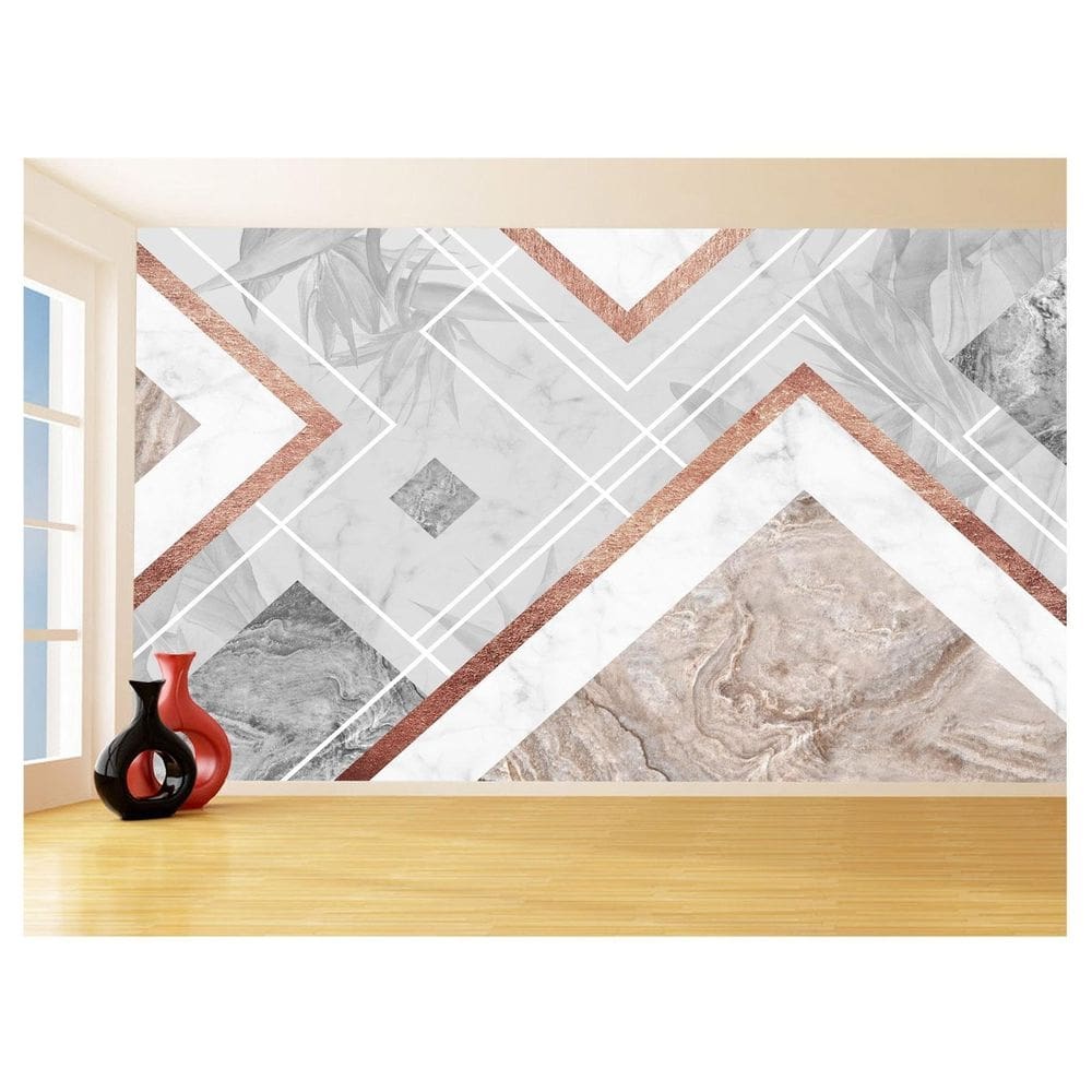 Papel De Parede 3D Estilo Marmore Cores Formas 3,5M Mbr70