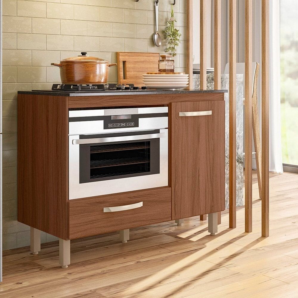 Balcão para Cooktop 1 Porta 1 Gaveta Fit Avelã