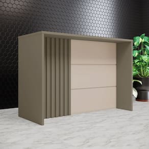 Bancada Ilha Ripado Gourmet Design Contemporâneo Duna/Cristal