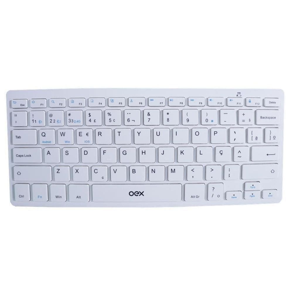 Teclado sem fio bluetooth wireless oex elite duo branco