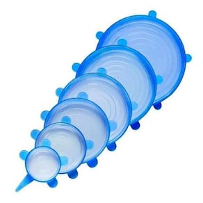 Kit 6 tampas de silicone elástica universal reutilizável