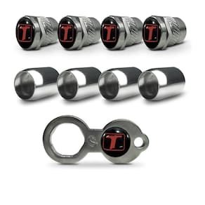 Tampa bico valvula pneu roda inox antifurtotroller vermelho