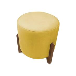 Puff Banqueta Decorativo Redondo Sala De Estar Thor Suede Cor:amarelo