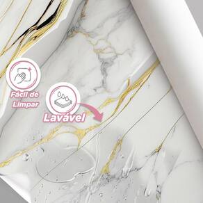 Papel De Parede Painel 3D Mármore Branco Com Ouro 1M