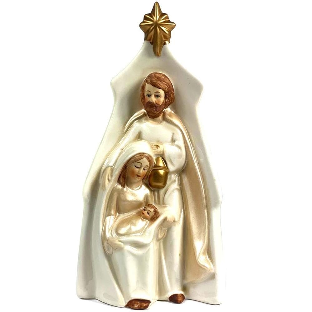 Estátua Imagem Sagrada Família Enfeite Decorativo Fé 20Cm