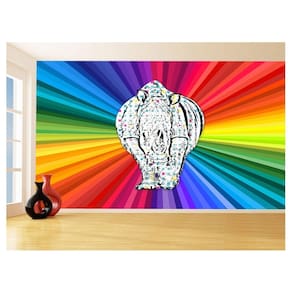 Papel De Parede 3D Animais Pop Art Rinoceronte 3,5M Pxa498
