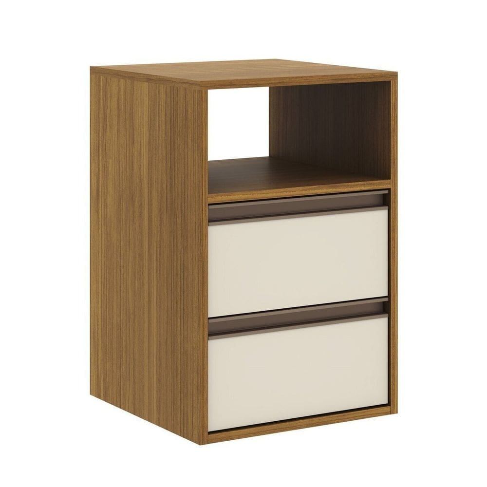 Mesa de Cabeceira Puxador Calha 2g Freijo/off White Freijó/Off White