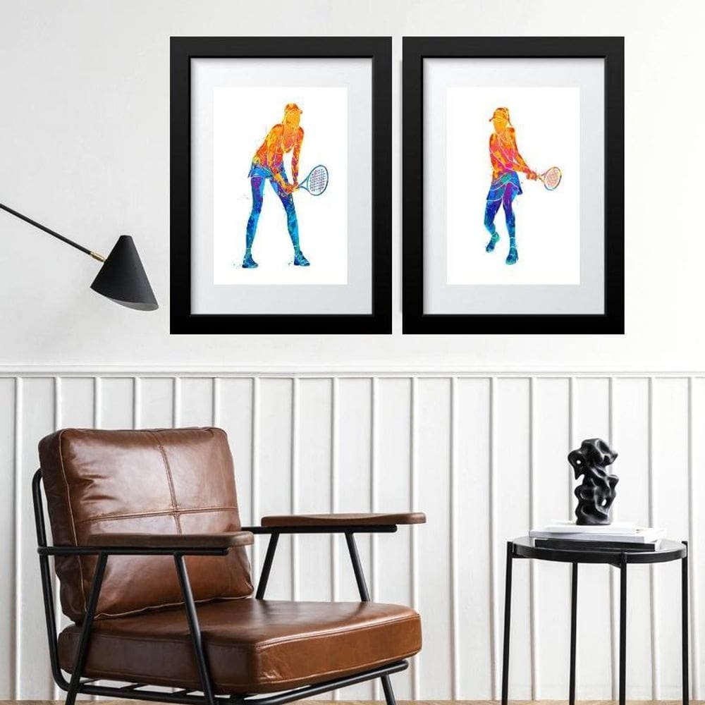 Kit 2 Quadros Grandes Tenistas - 60X48Cm