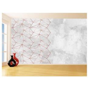 Papel De Parede 3D Concreto Linhas Dourado Rose 3,5M Kkt227