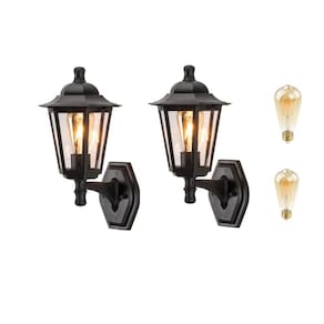Kit 2 arandela fachada colonial preta lente transp.lup42 +