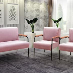 Conjunto com 2 Poltronas e Namoradeira Decorativa Jade Sala de Estar Rose