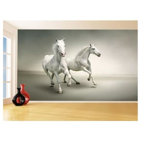 Papel De Parede Animais Casal Cavalos Fazenda 3,5M Anm338