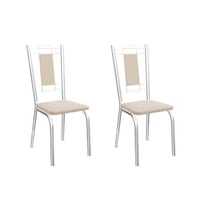 Cadeira Sala de Jantar Florença 2C005 Aço Kit 2 Uni Cromada/Nude 16 - Kappesberg