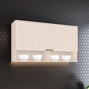 Armário Aéreo 1 Porta Basculante Ripado 120cm Connect Off White