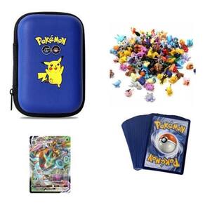 Bolsinha pokemon para bonecos cartas - azul escuro/pikachu