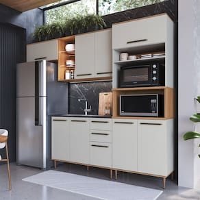 Cozinha Modulada Compacta Isabelle 4 peças com Torre Quente para 2 Fornos Freijo/ Arenas