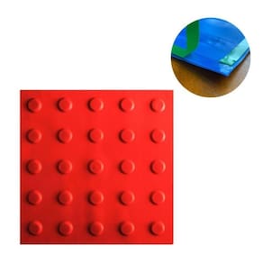 Conjunto 10 Pisos Táteis PVC Adesivo Vermelho 25x25cm