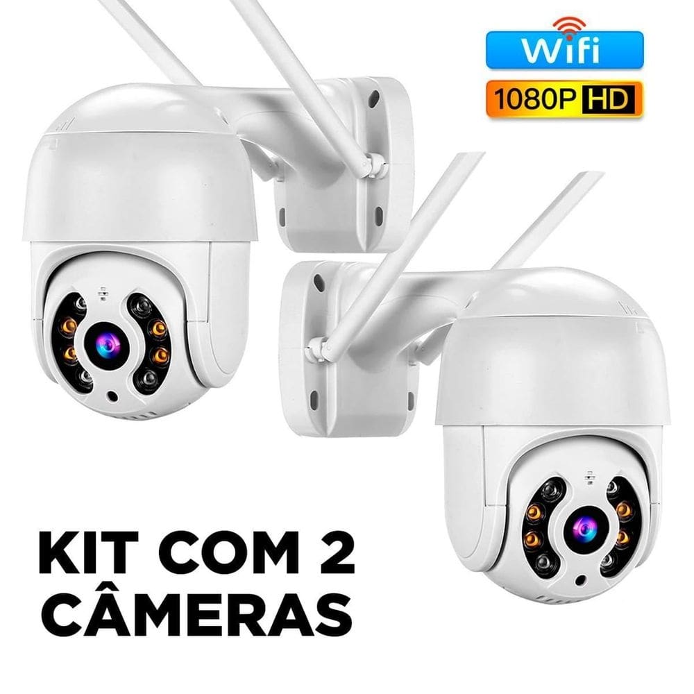 Kit com 2 câmeras segurança ip wifi speed dome full hd ptz ip66 com