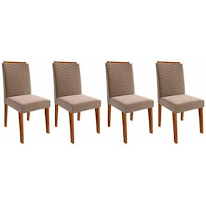 Cadeira Sala de Jantar Clarice Kit 4 Un Savana-Madeirado/Suede Joli Capuccino - Cimol
