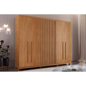 Guarda Roupa Casal 6 Portas e 4 Gavetas c/ Pés Denver Naturale - Rufato