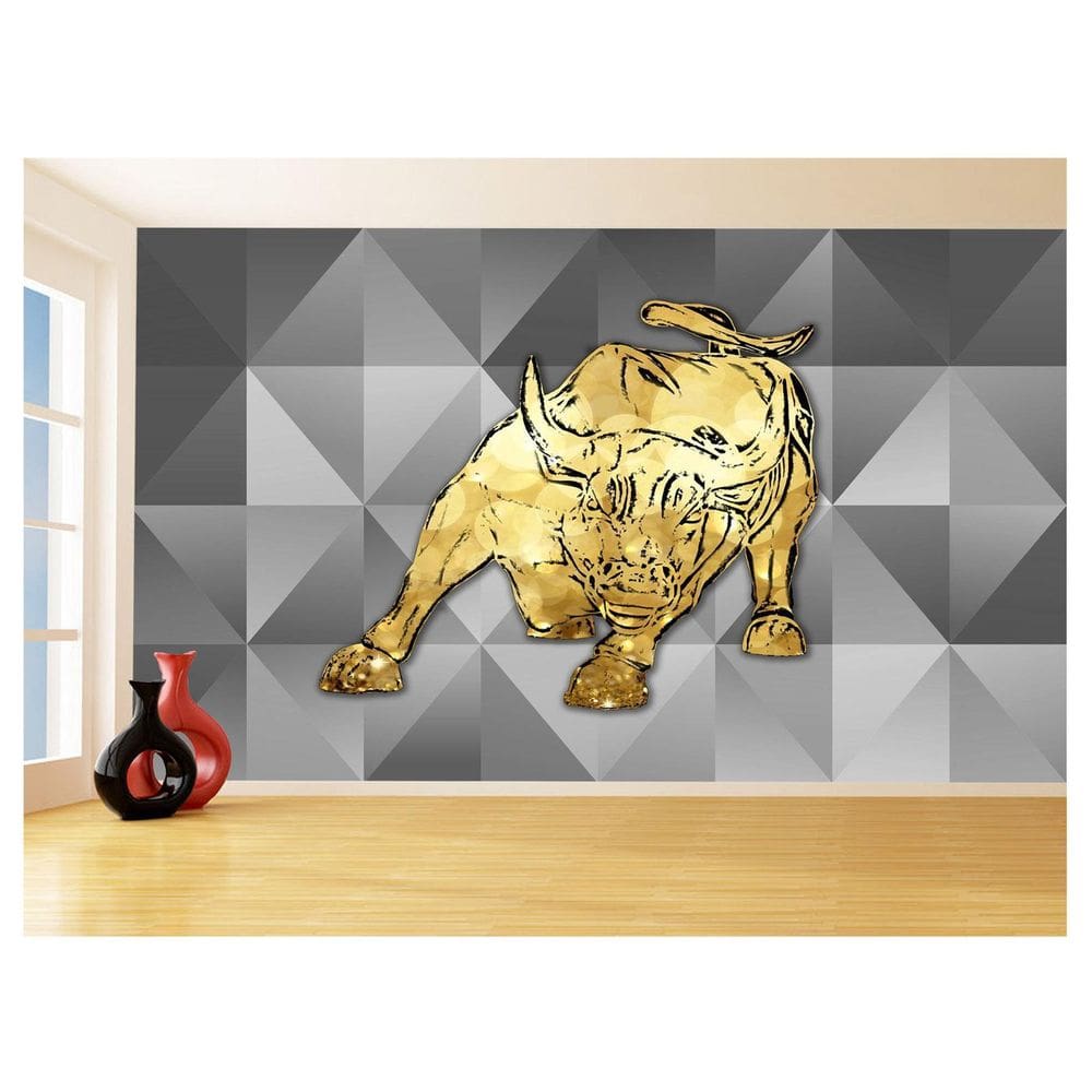 Papel De Parede 3D Animais Pop Art Touro Bull 3,5M Pxa208