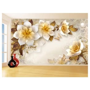 Papel De Parede 3D Floral Textura Sala Flores 3,5M Xfl326