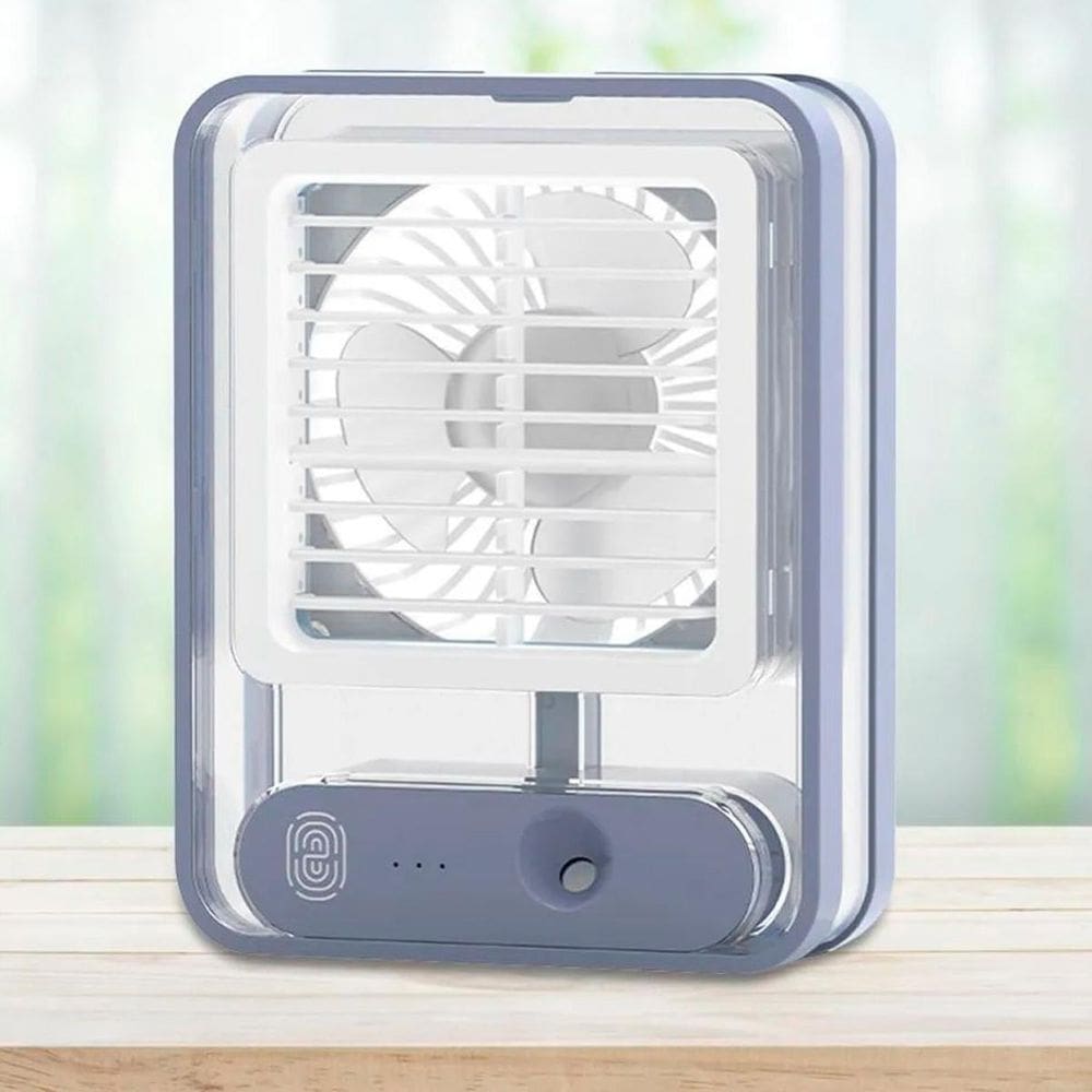 Mini ventilador portátil umidificador led