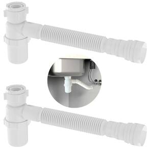 Sifão sanfonado com copo 49cm branco astra kit com 2 un