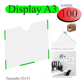 100 Display A3 Expositor Folhas Quadro Aviso Parede Pet Hori