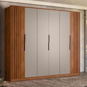 Guarda Roupa Casal Ripado Atrice Ambiente 6 Portas Nogueira Nude Prime TX Demóbile – Demartêz