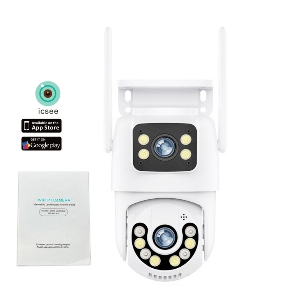 Câmera De Segurança Lente Dupla Icsee Ip66 Wi-fi 360° Sensor