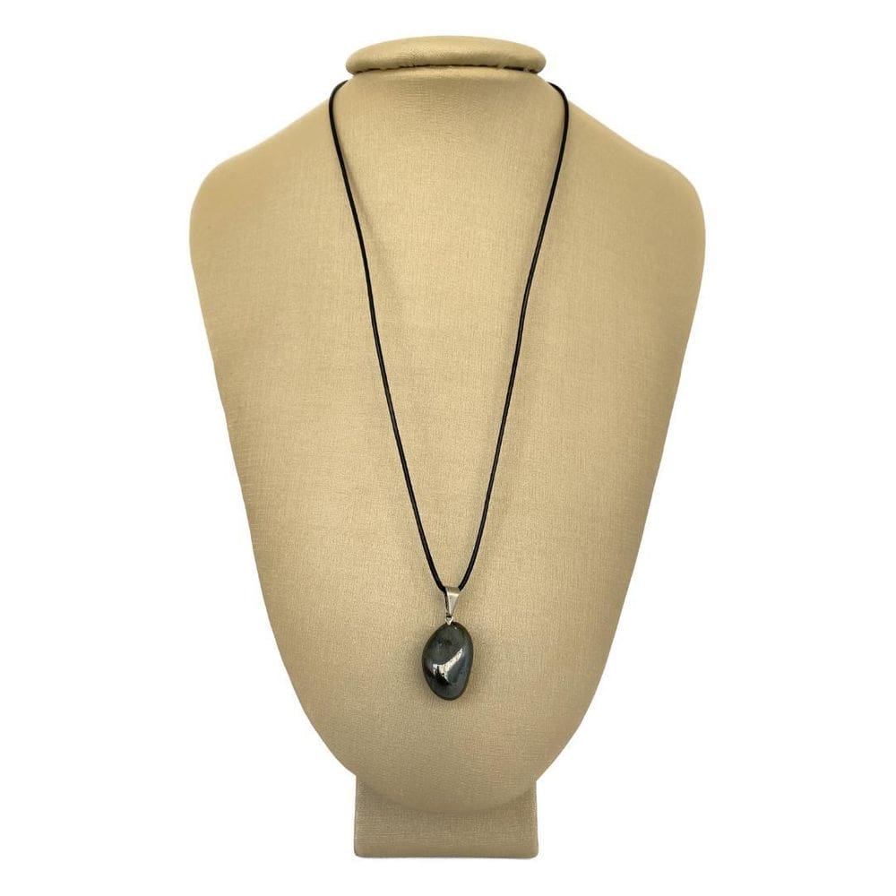 Colar em couro grego e prata hematita - ponte vecchio joias