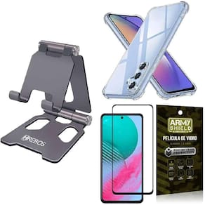 Kit suporte hrebos + capinha + película vidro 3d - samsung galaxy m14 - cinza