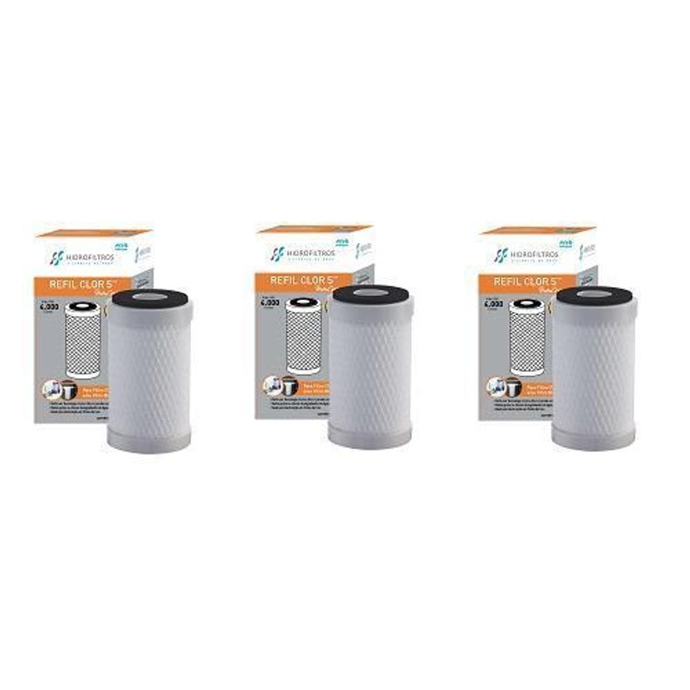 Refil carbon block 5 3 unidades 902-0012 hidrofiltros