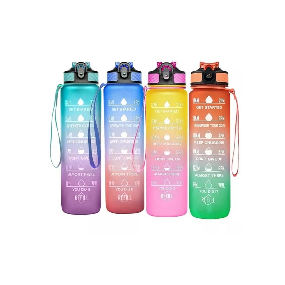 Garrafa de água motivacional de 900 ml sem BPA com marcadores de tempo